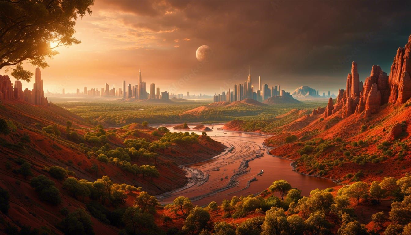 Terraformed Mars: Forests and Cityscape