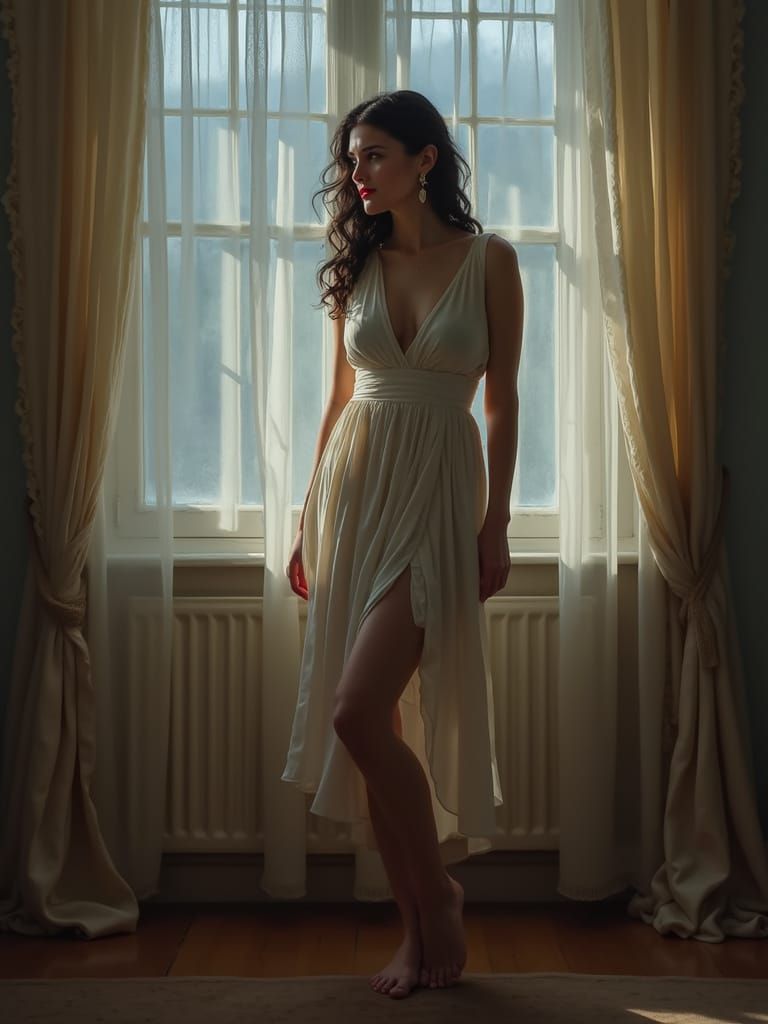 Woman in Pre-Dawn Light, Romantic Realism Style