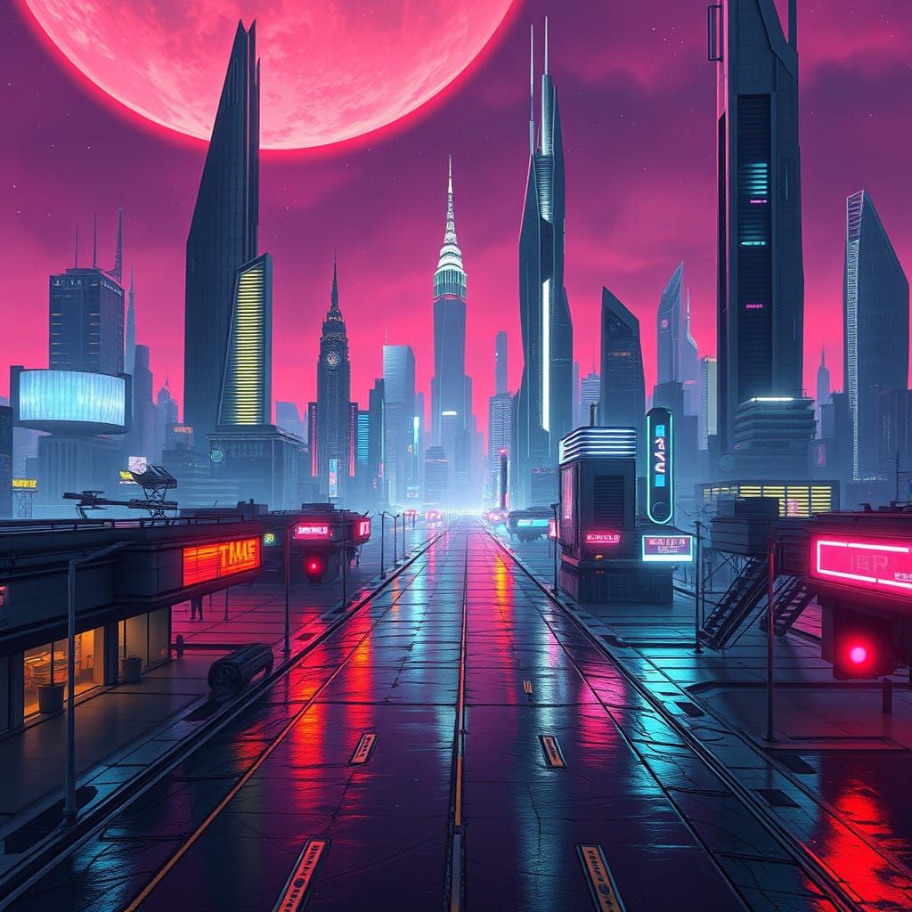 Cyberpunk Cityscape on a Distant Planet