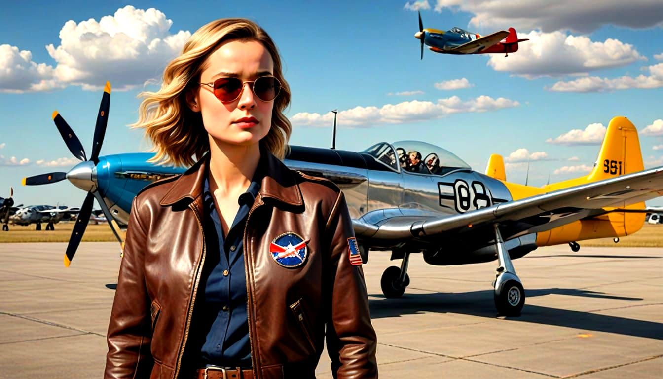 Brie Larson as World War II USAF Pilot in Pop Art Style
