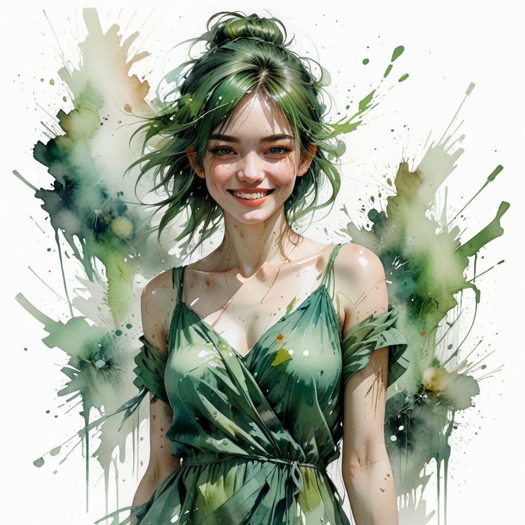 Anime Girl Portrait in Watercolour Style