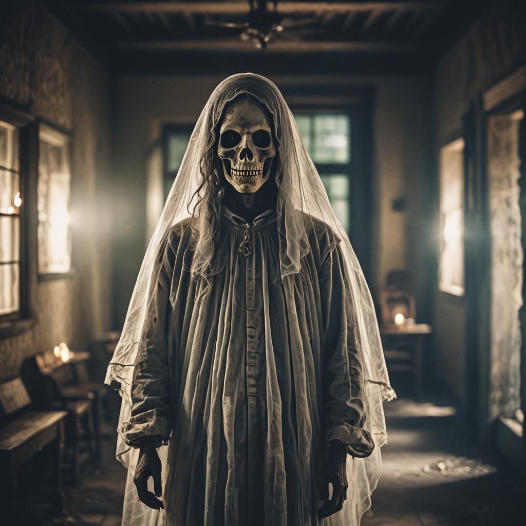 Ethereal Ghost in Haunted House: Professional Photography