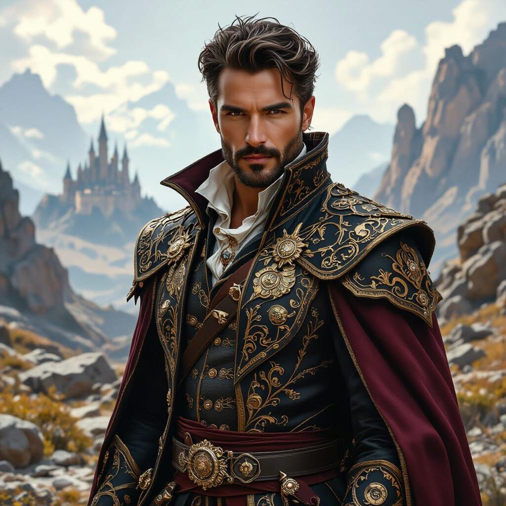 Handsome Rogue in Ornate Fantasy Clothes