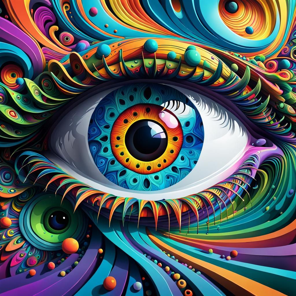 Psychedelic Eye in Hyperrealistic 3D Street Graffiti