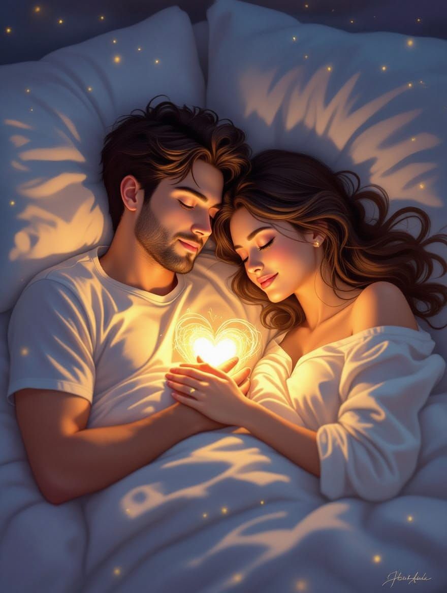 Dreamy Couple in Tender Embrace