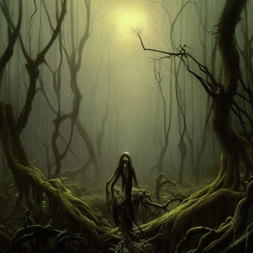 Dark Forest Spirits in Gothic Horror Style
