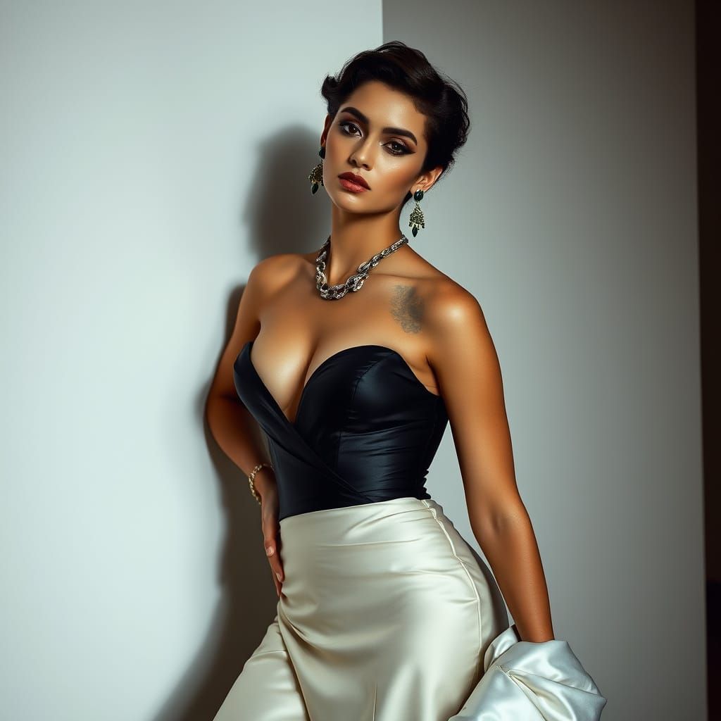 High Contrast Photo of Model in Haute Couture