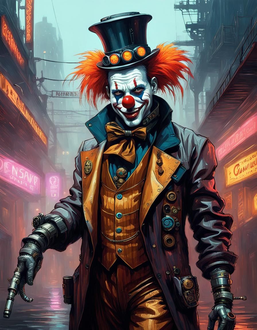 Steampunk Clown in Cyberpunk Style