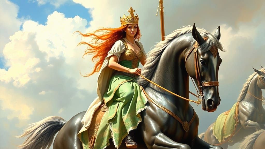 Celtic Princess on Horseback in Neo-Baroque Style