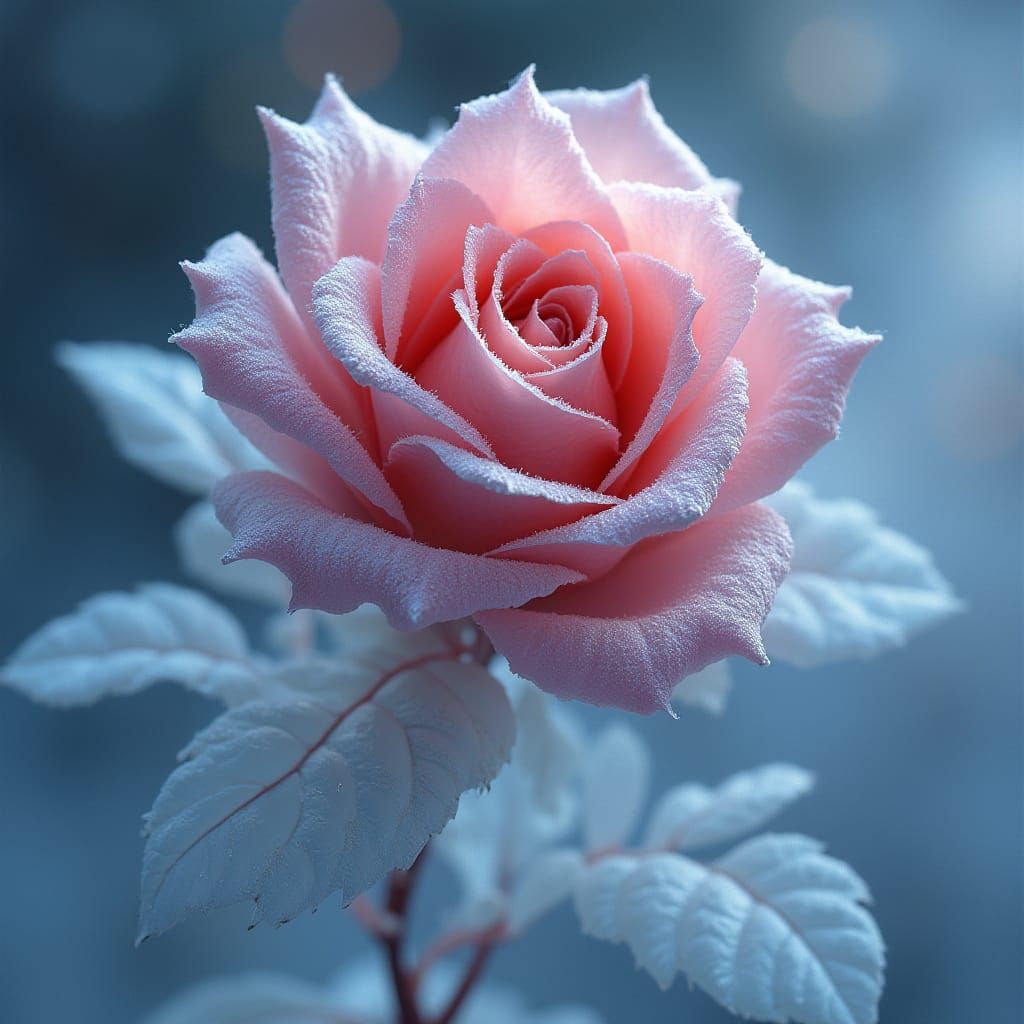 Frozen Rose in Ice, Digital Painting Style