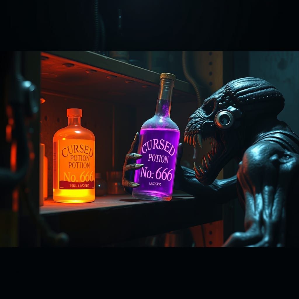 Gothic Laboratory Horror Scene in Cyberpunk Digital Art