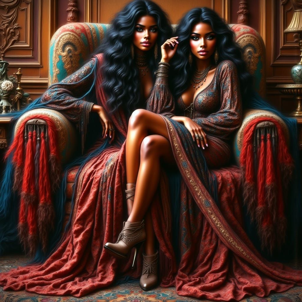 Regal Black Woman in Stylized Boot: Concept Art Portrait