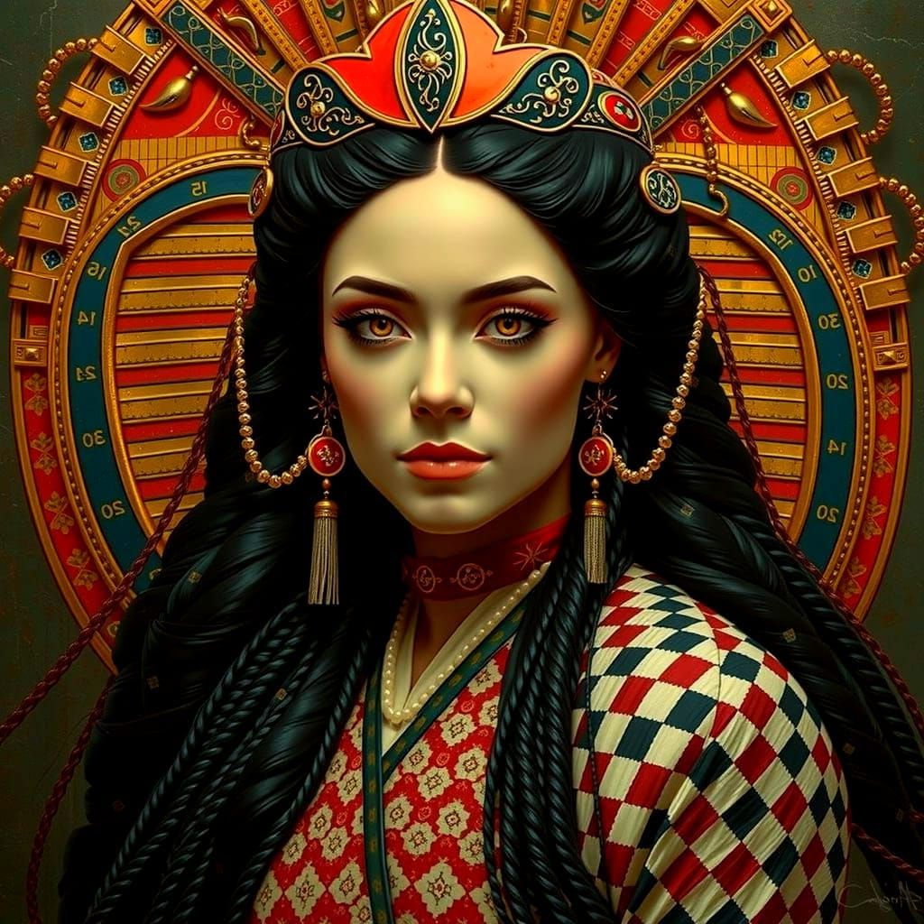 Harlequin, Geisha, and Tutankhamun in Photorealistic Detail