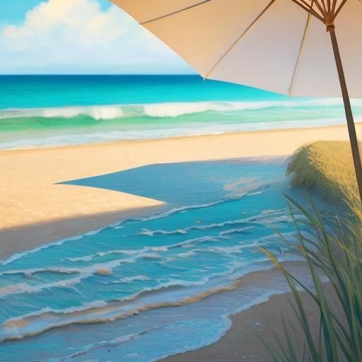 Impressionist Beach Scene in Warm Summer Light