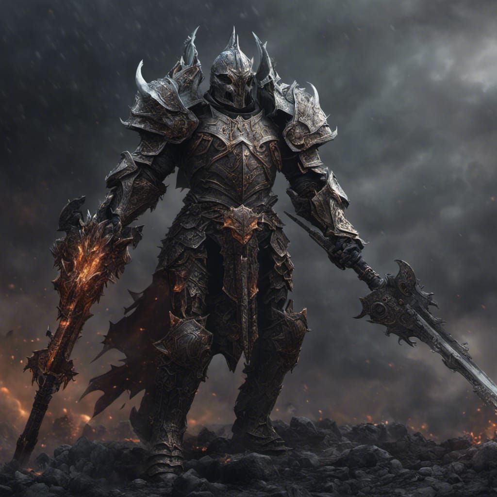Epic Chaos Knight in Detailed Fantasy Armor