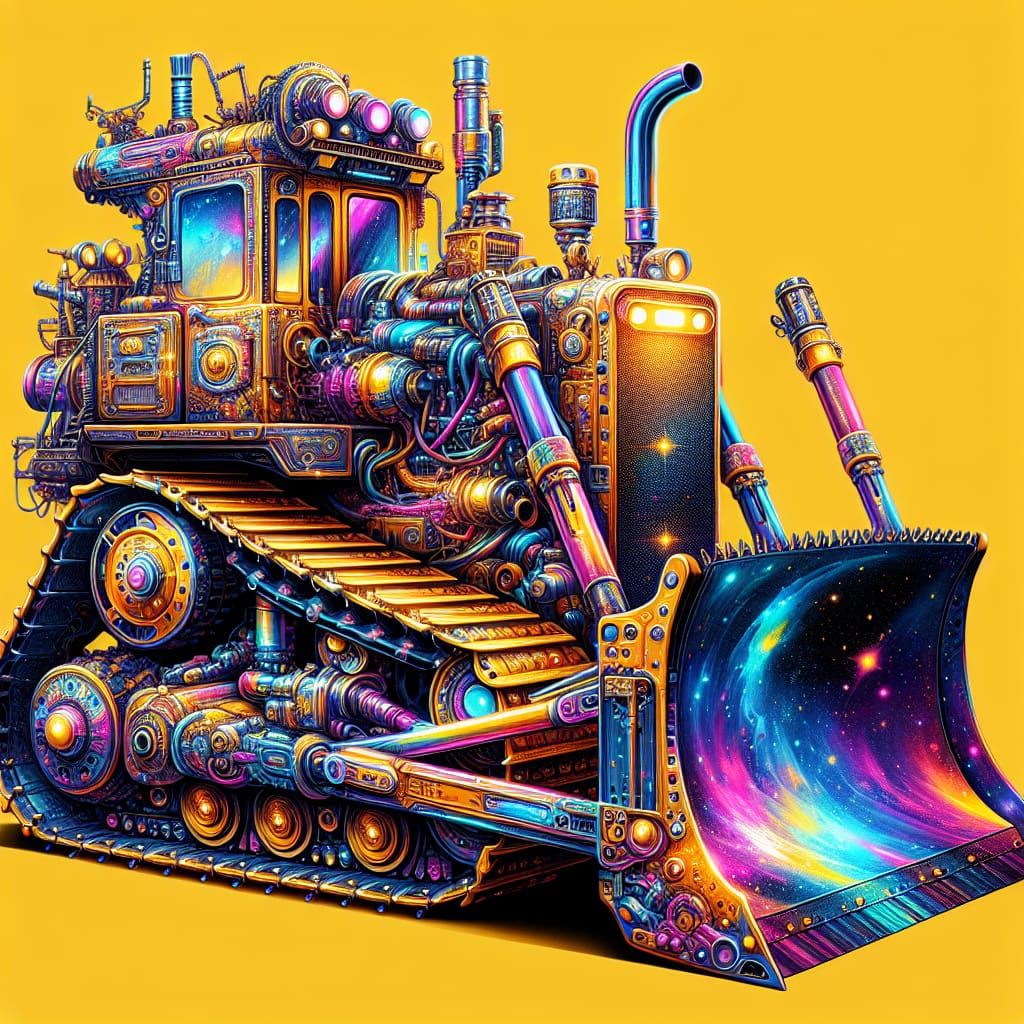 Steampunk Bulldozer with Holographic Astral Theme