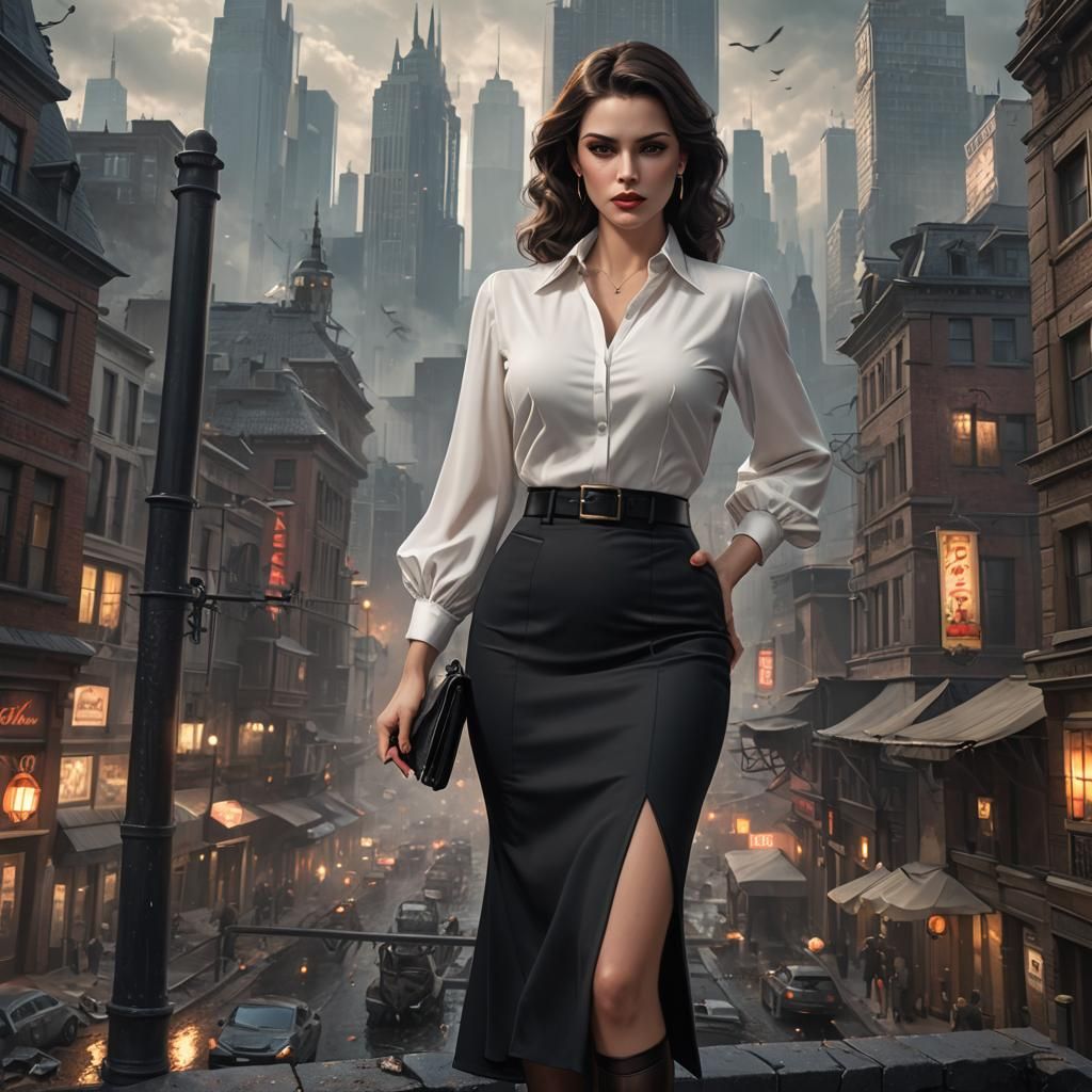 Femme Fatale in Noir Fantasy Art Style