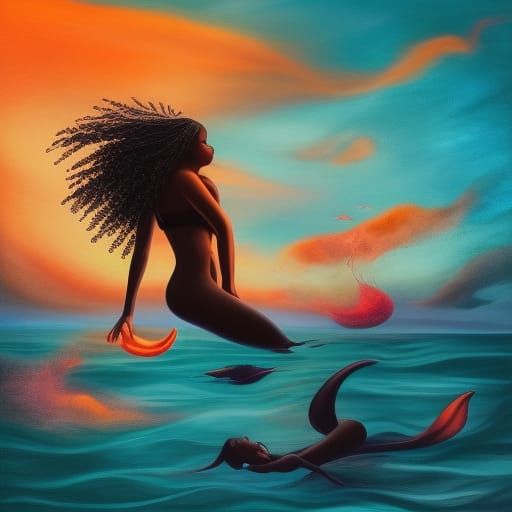 Black Mermaids in a Fiery Sea