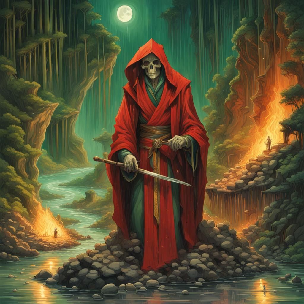 Chaotic Spirits Clash in a Dark Fantasy Landscape