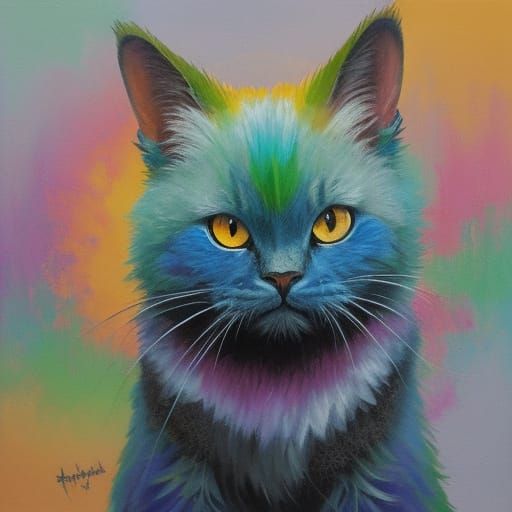 Vibrant Ink Wash Painting of Abstract Shapes