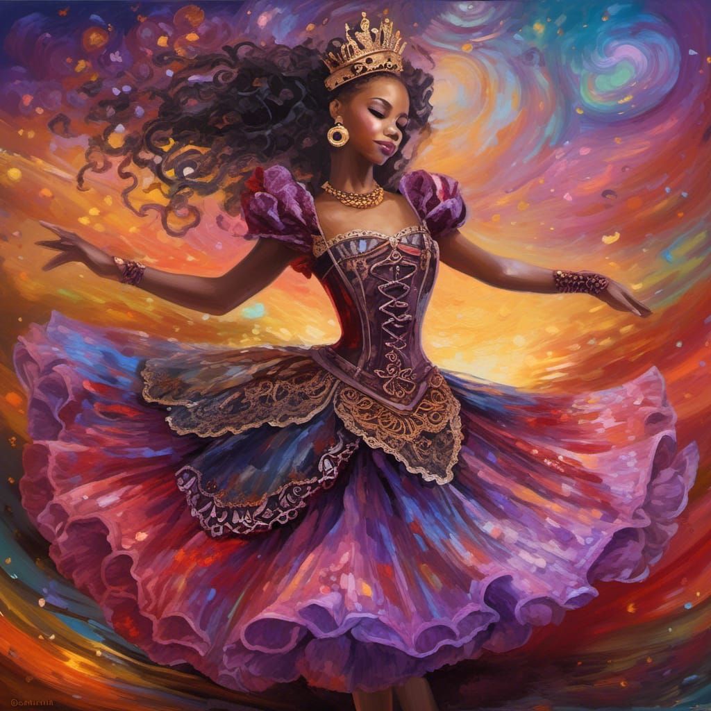 Steampunk Ballerina Dances in Ethereal Landscape