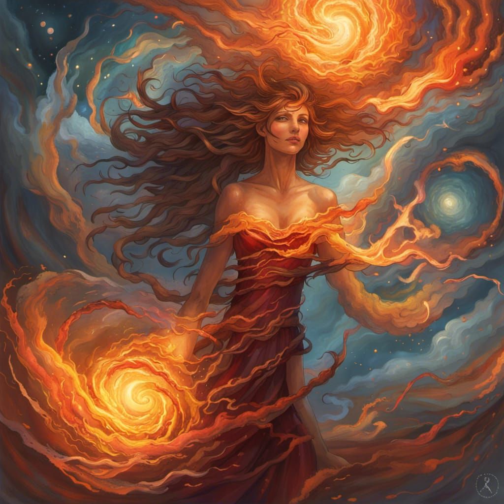 Ethereal Fire Spirit Emerges in Fantasy Concept Art