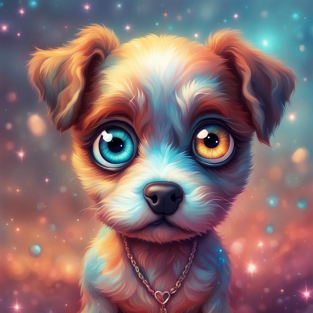 Sad Puppy Eyes: Holographic Cosmic Illustration
