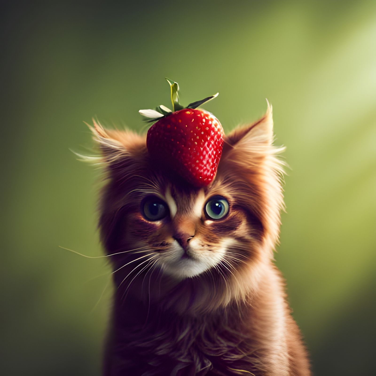 Cat in Strawberry Costume: Halloween Fun
