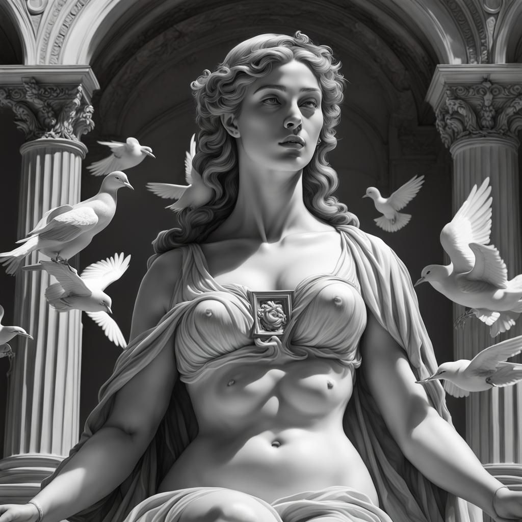 Aphrodite in Black and White: Digital Art Portrait