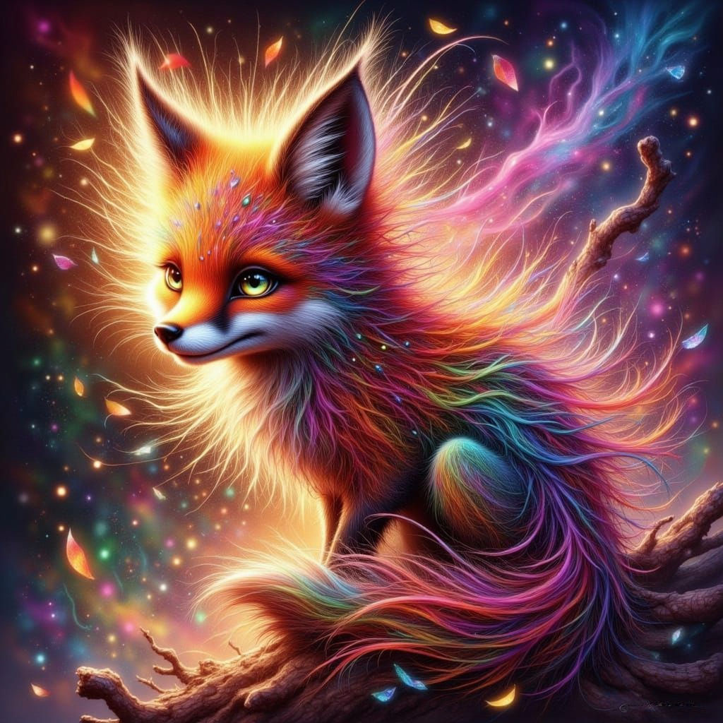 Legendary Fox in Hyperrealistic Splash Art Style