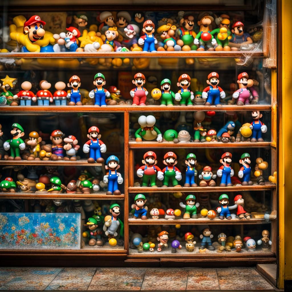 Vibrant Super Mario Bros. Toy Shop Display