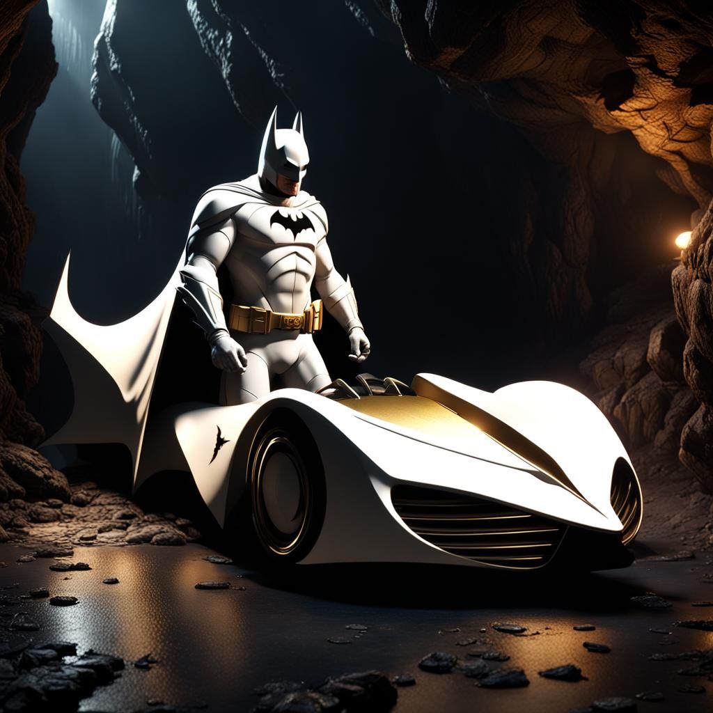 Batman in White Batsuit: Detailed Matte Painting