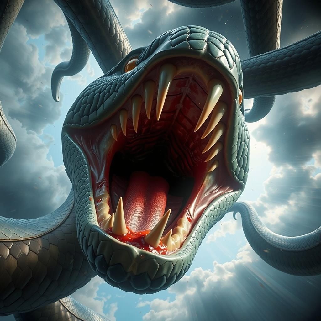 Dramatic Snake's Open Mouth in Photorealistic Detail