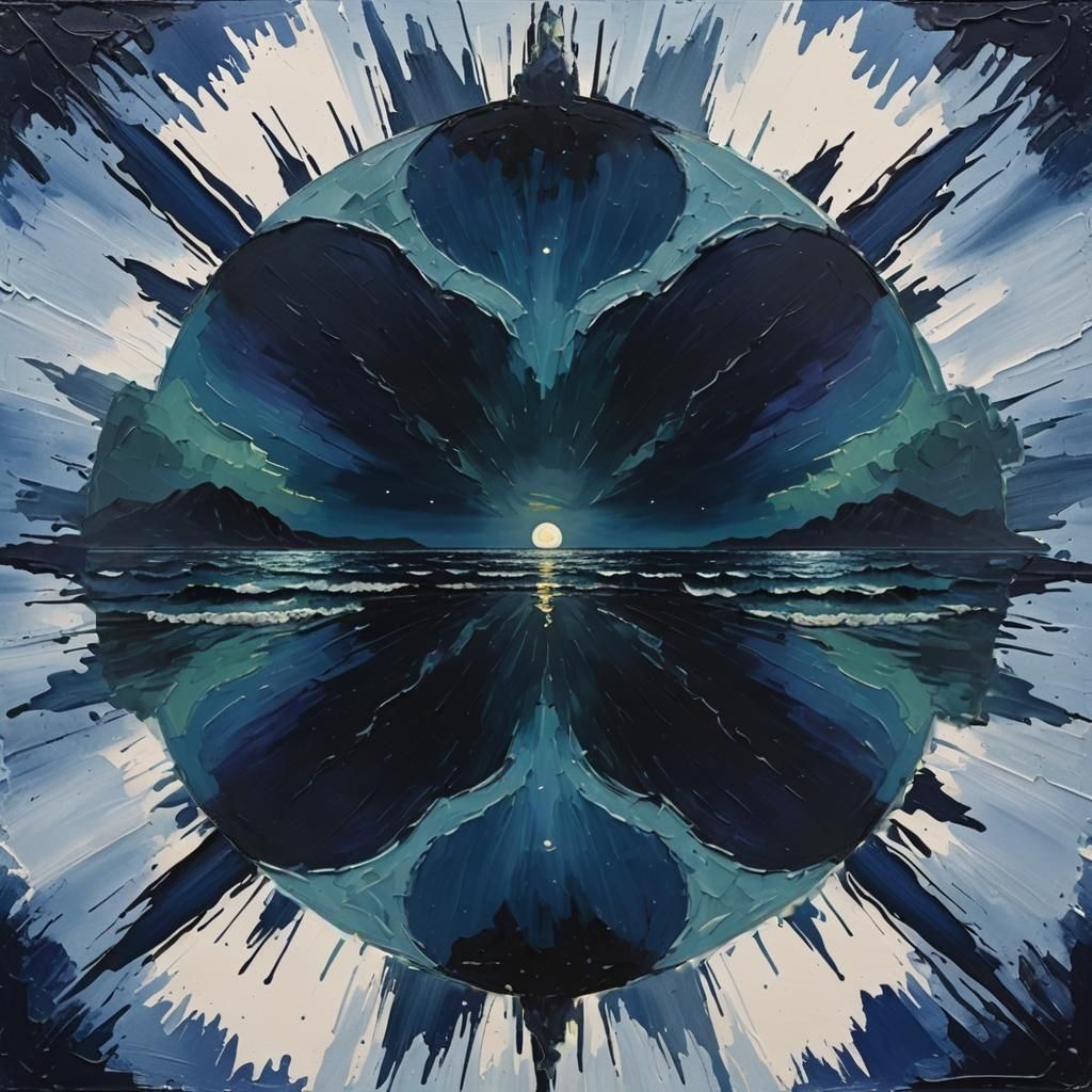 Abstract Impasto Painting with Starburst Strokes