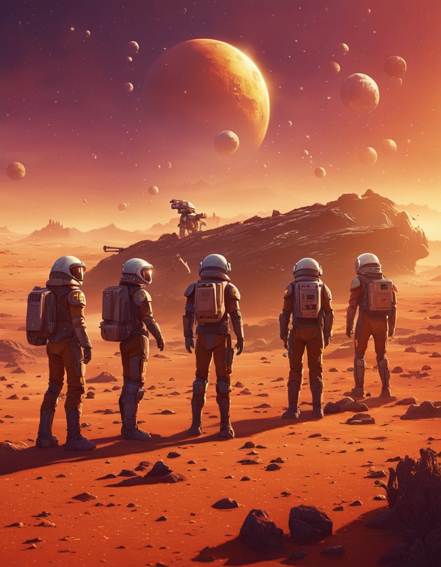 Teenagers on Mars: Vibrant Science Fiction Concept Art