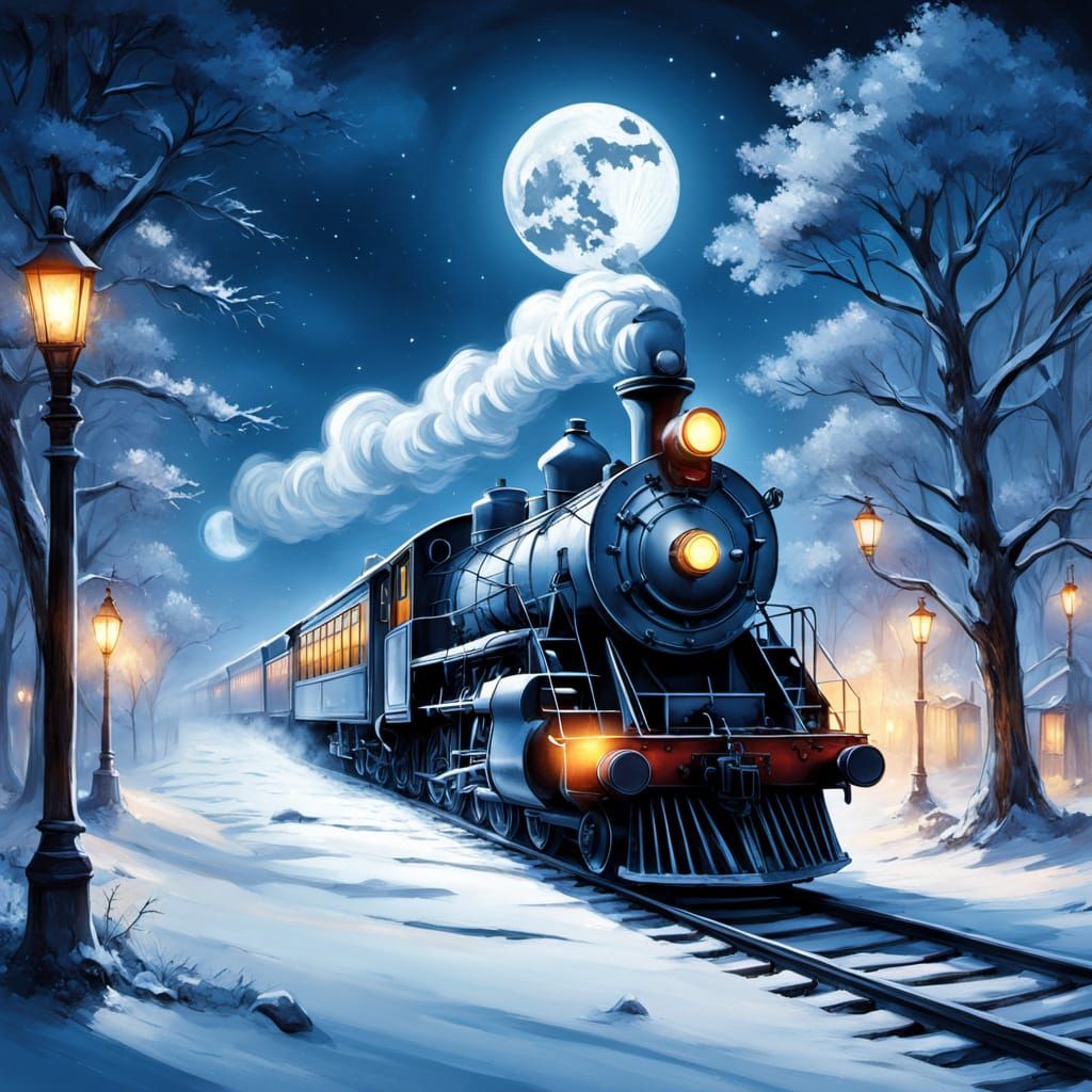 Magical Train Journey Through Snowy Landscape