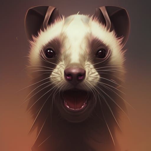 Demonic Eldridge Ferret Portrait in Art Nouveau Style