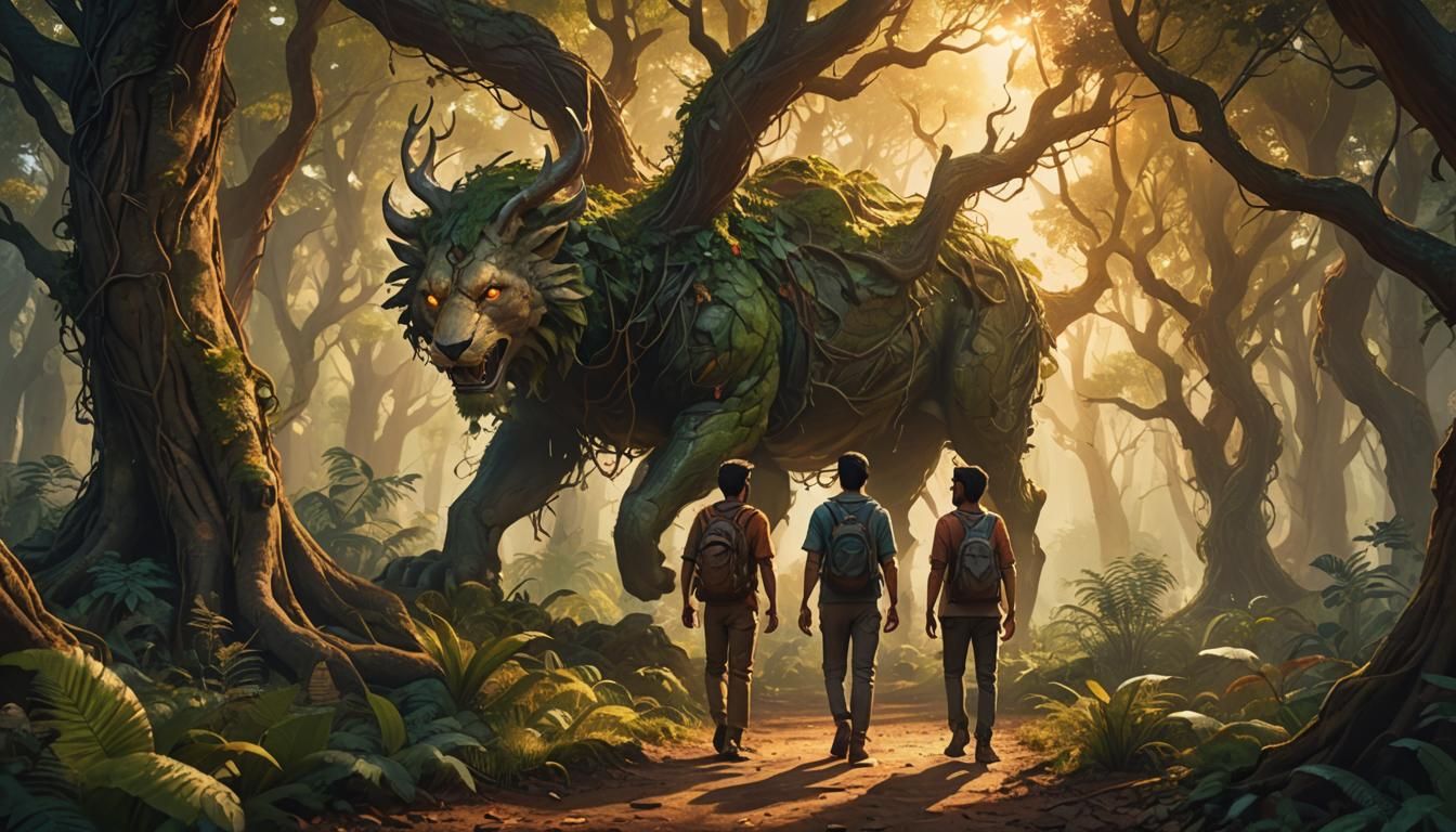 Mysterious Forest Adventure in Hyperrealistic Style