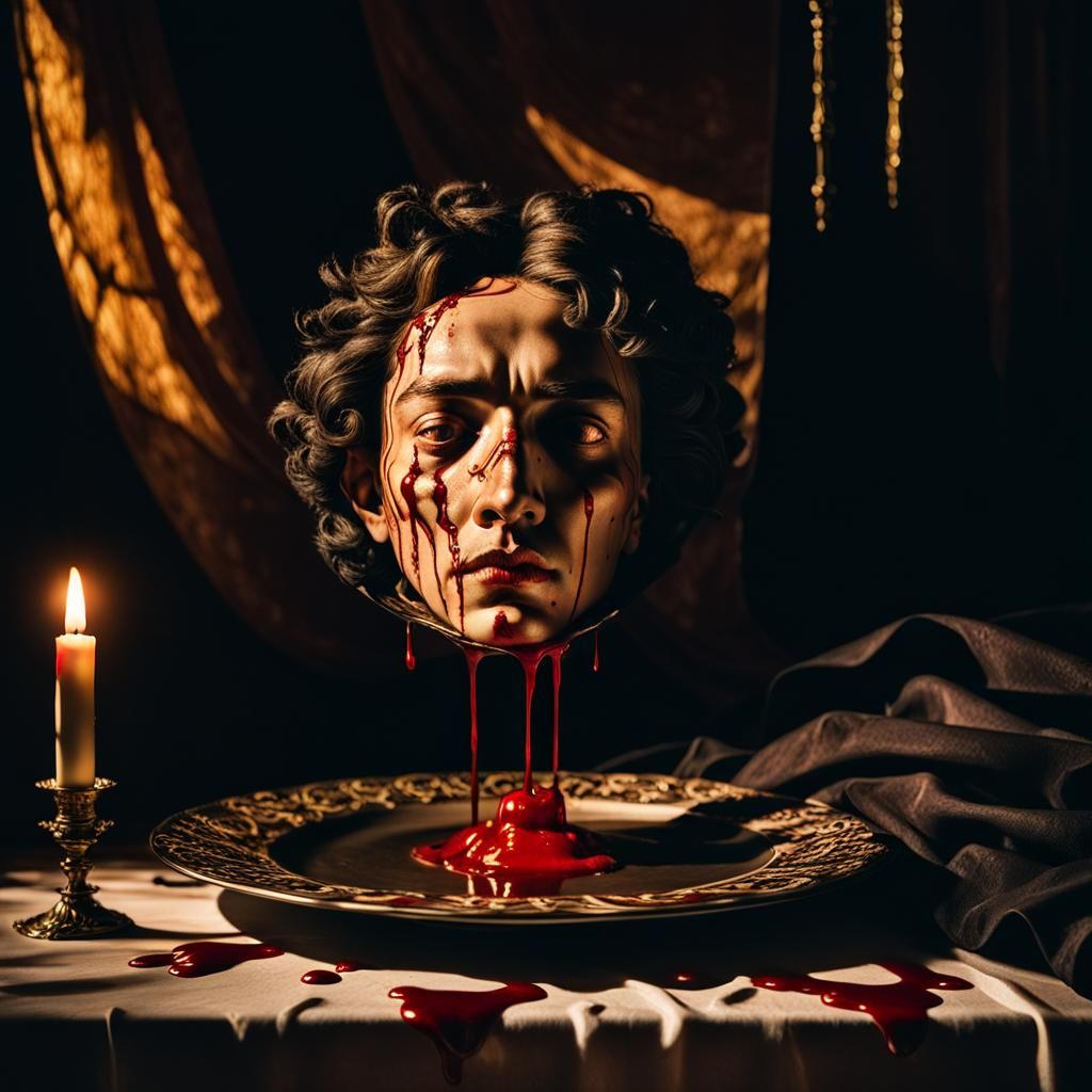 Holofernes' Head in Baroque Chiaroscuro