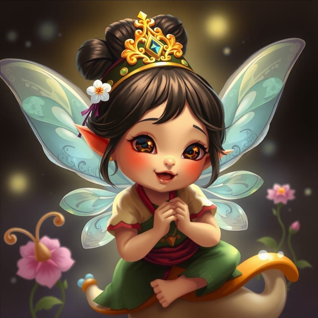 Charming Baby Fairy in Digital Cartoon Style