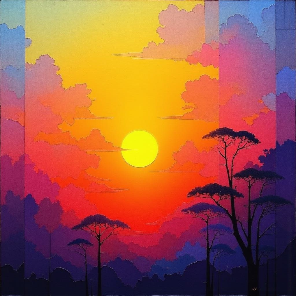 Opalescent Summer Solstice Sun in Klee Rothko Style