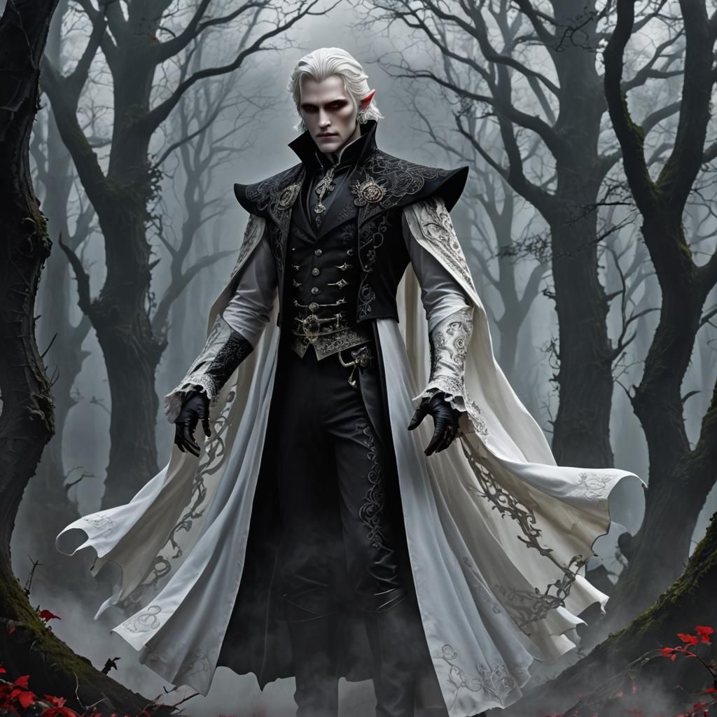 Vampire Elf in Gothic Realm, Digital Art