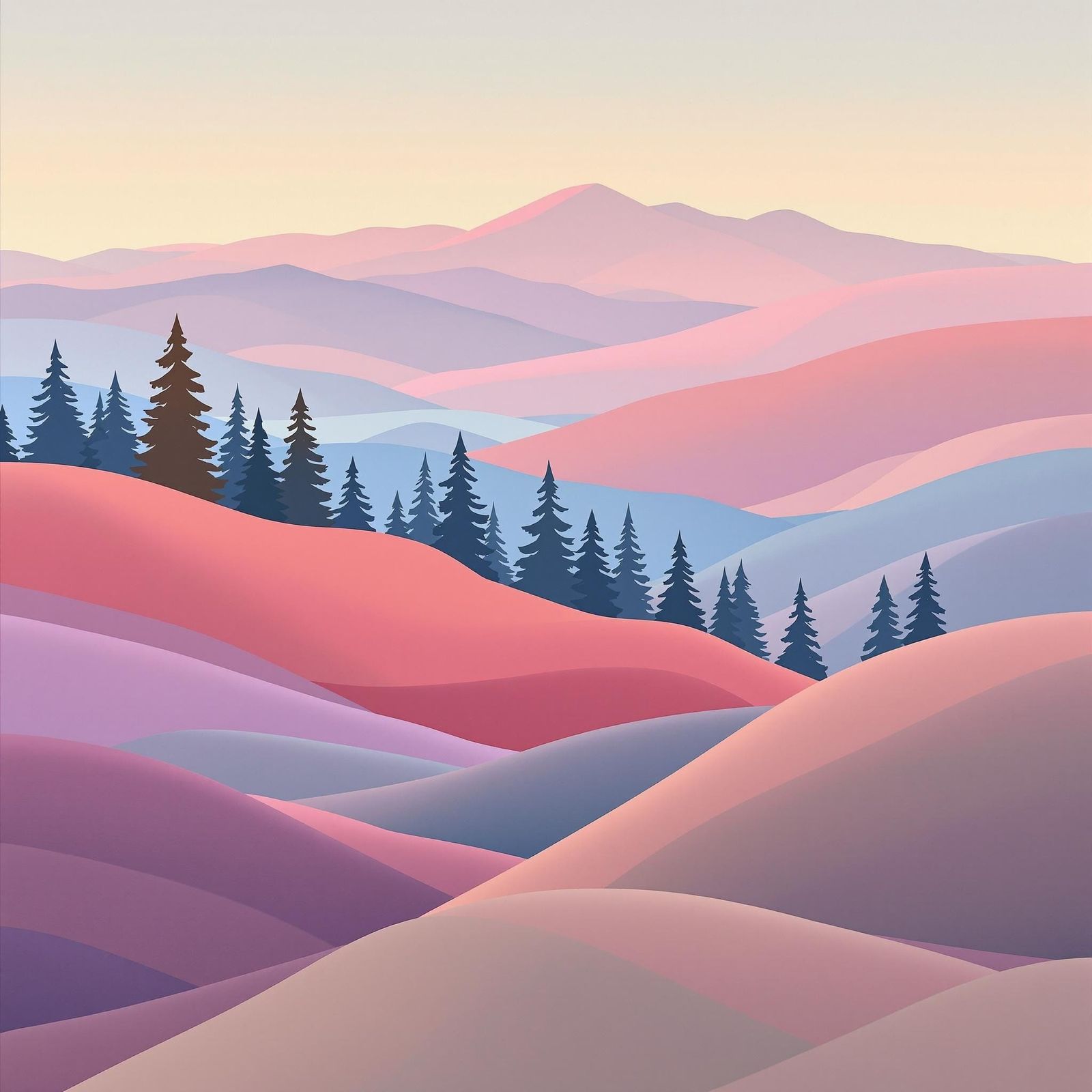 Dreamy Landscape in Soft Pastels, Inspired by Watercolor Tec...