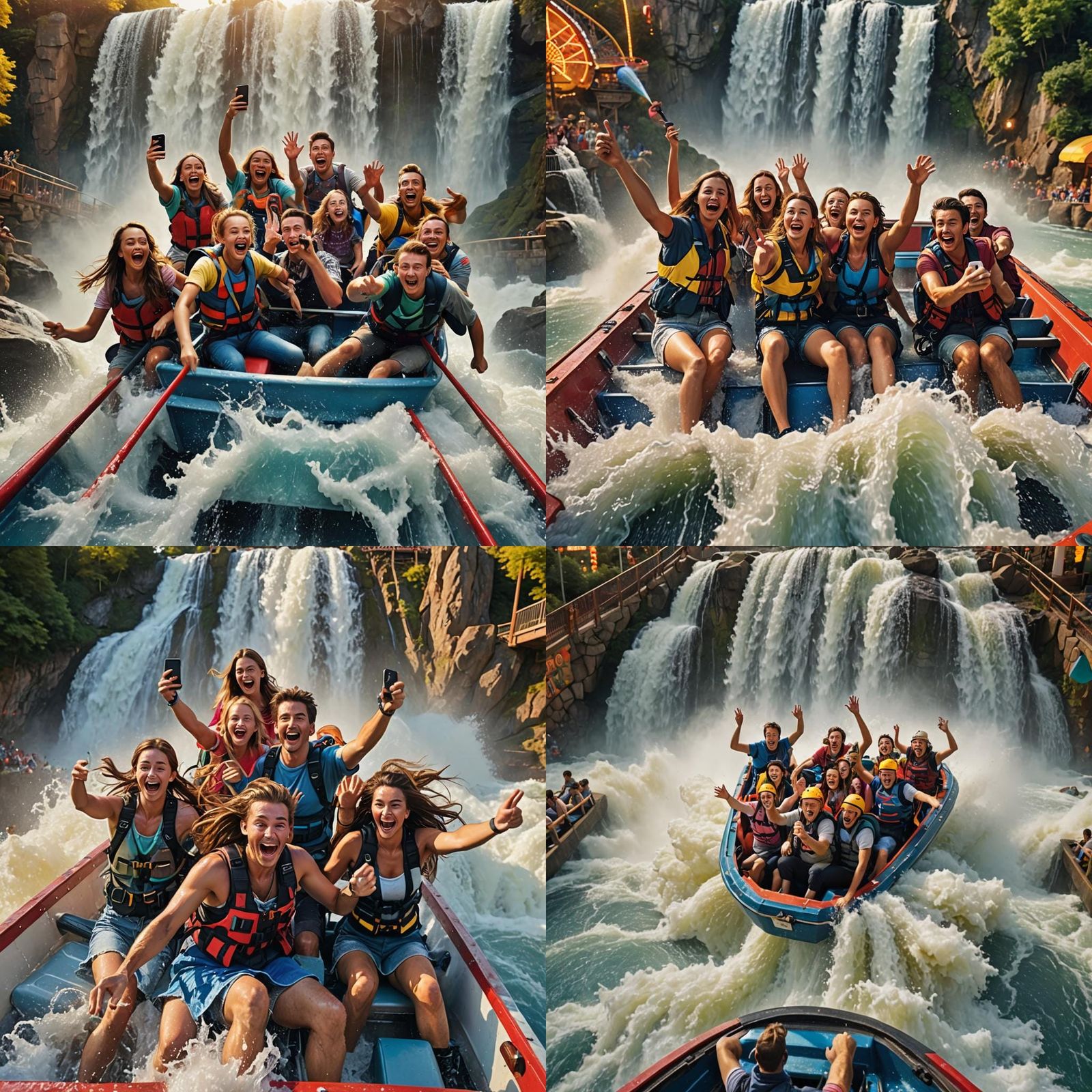 Exciting Water Ride Plunge in Amusement Park