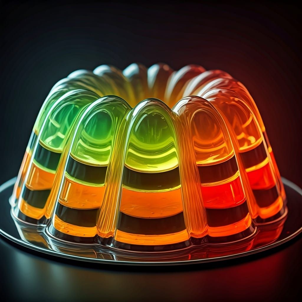 Vibrant Gelatin Dessert Mosaic in Futuristic Style
