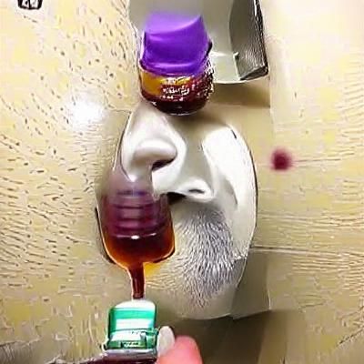 Surreal Image of Man Urinating Cough Syrup