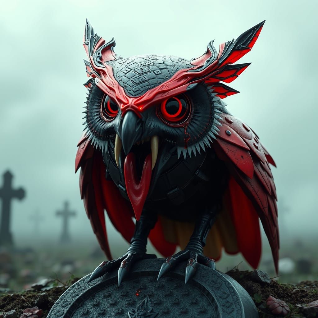 Terrifying Vampire Owl with Mech Details