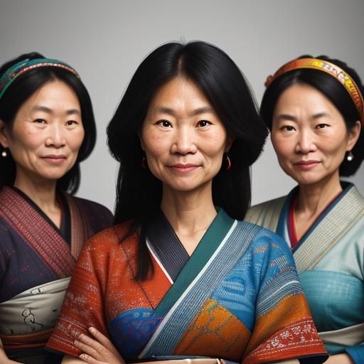 Koji Sisters Portrait in Native Dress