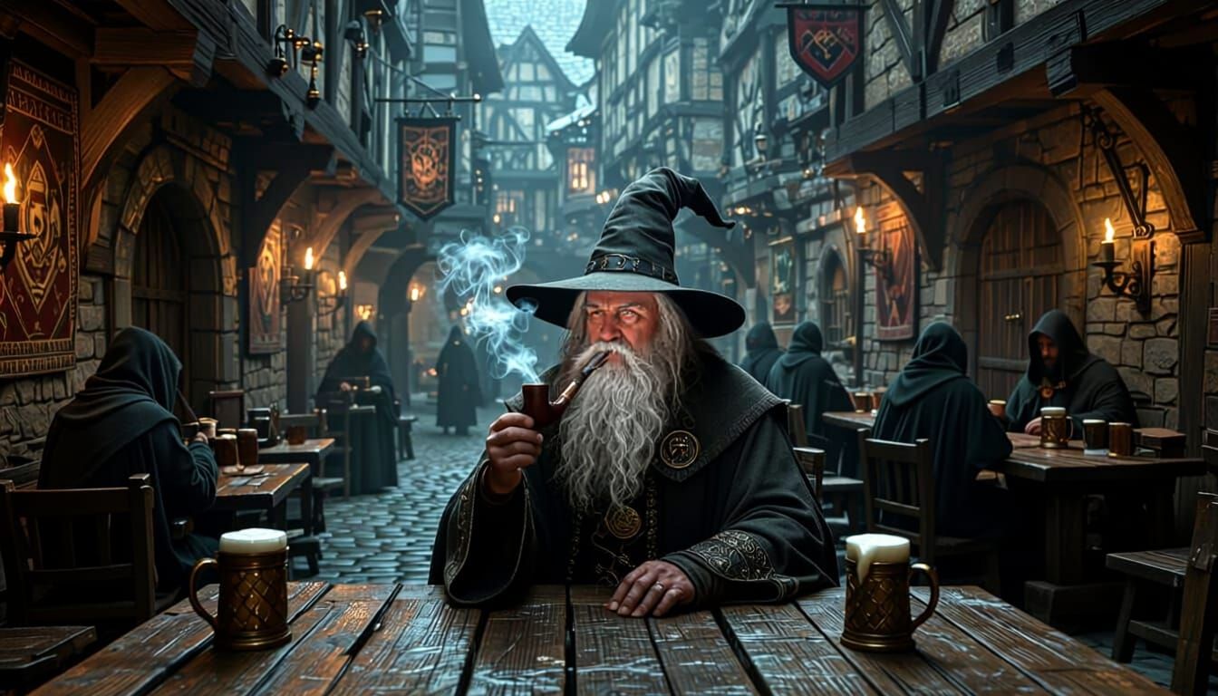 Medieval Tavern Alleyway by Flickering Torchlight