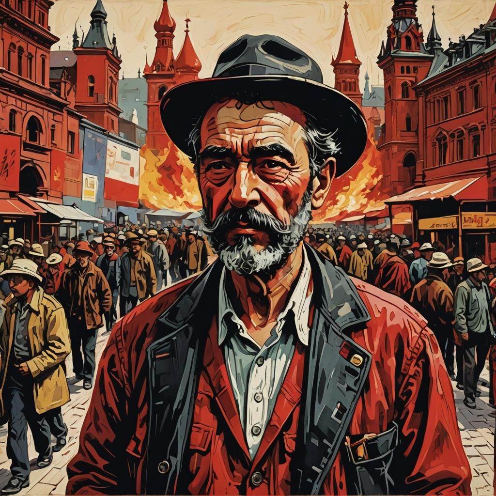 An old jaded commie. Riots in Red Square